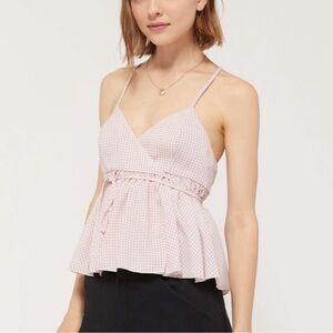 Urban Outfitters Gingham Wrap Racerback Blouse
